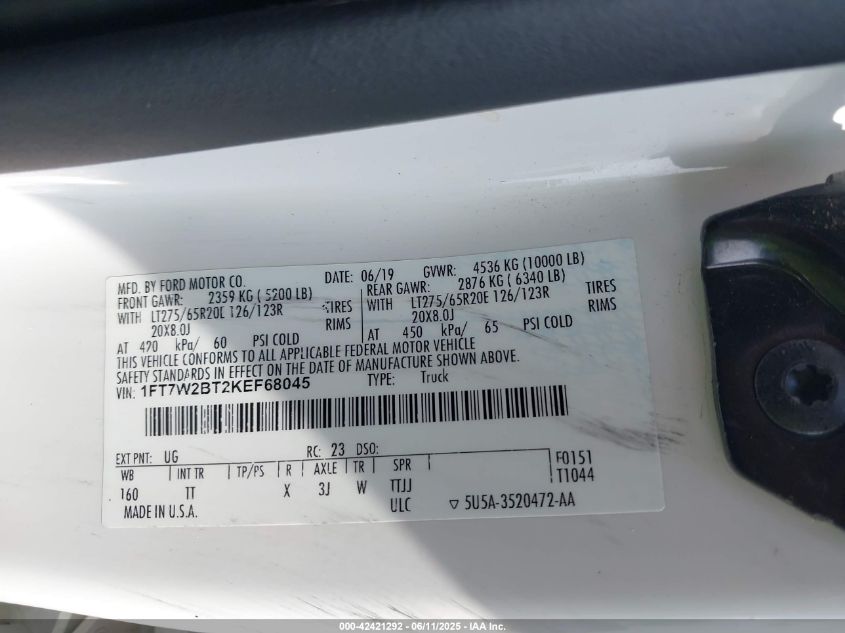 2019 Ford F-250 - 1FT7W2BT2KEF68045