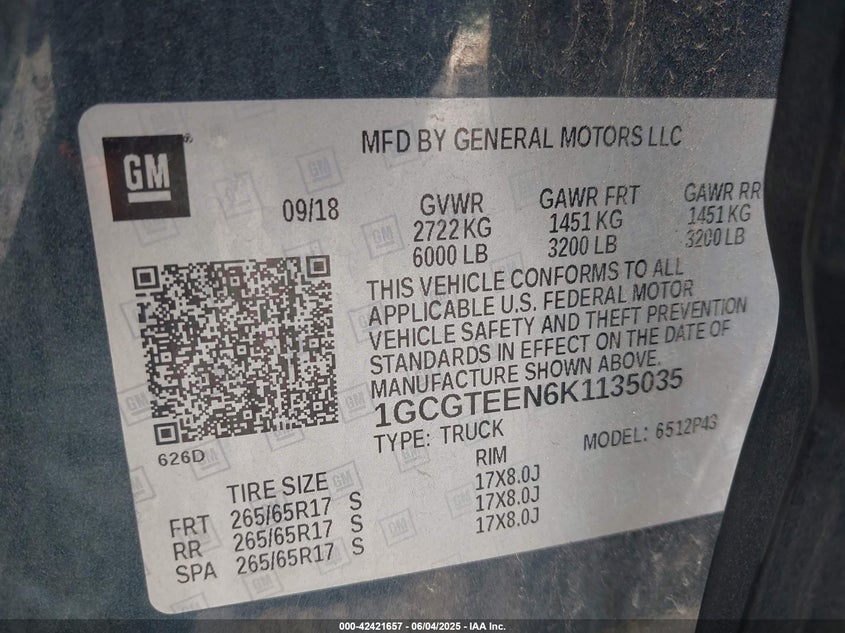 2019 CHEVROLET COLORADO ZR2 - 1GCGTEEN6K1135035