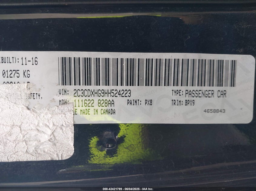 2017 DODGE CHARGER SXT RWD - 2C3CDXHG9HH524223