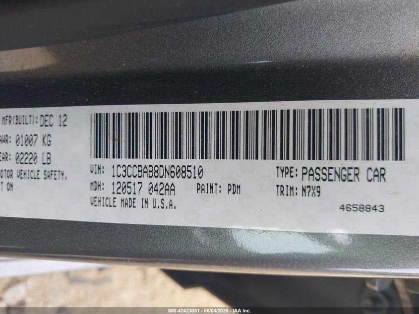 2013 CHRYSLER 200 LX - 1C3CCBAB8DN608510