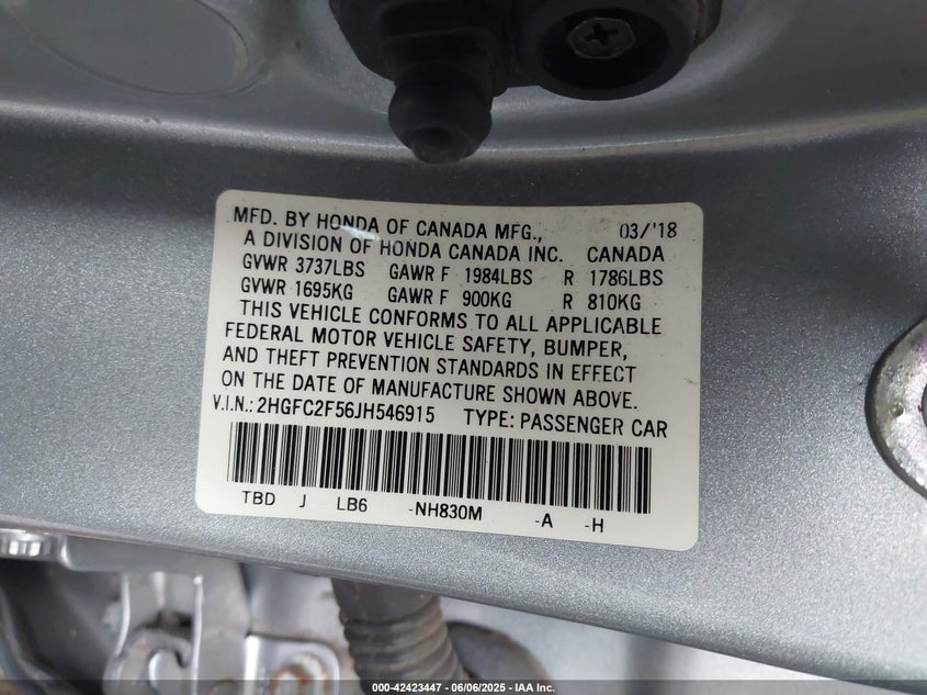 VIN 2HGFC2F56JH546915 2018 HONDA CIVIC LX