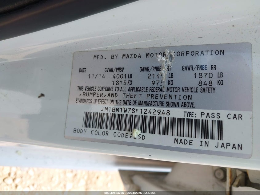 2015 MAZDA MAZDA3 I GRAND TOURING - JM1BM1W78F1242948