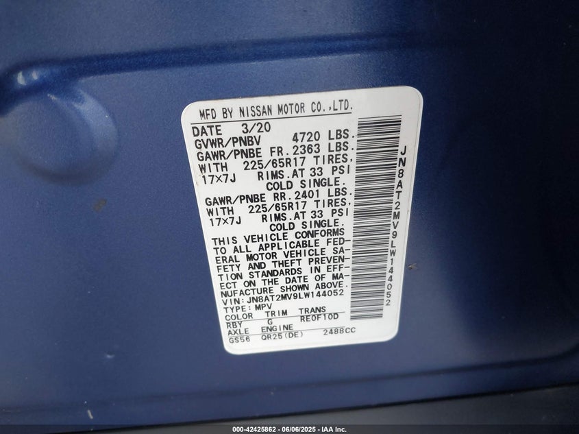 2020 NISSAN ROGUE SV INTELLIGENT AWD - JN8AT2MV9LW144052