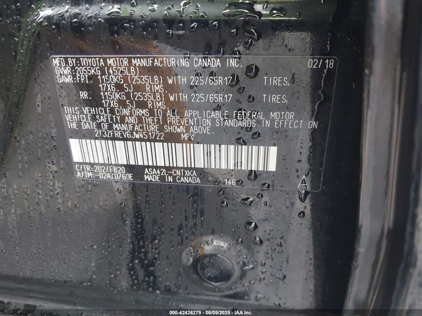 2018 TOYOTA RAV4 LE - 2T3ZFREV6JW451722