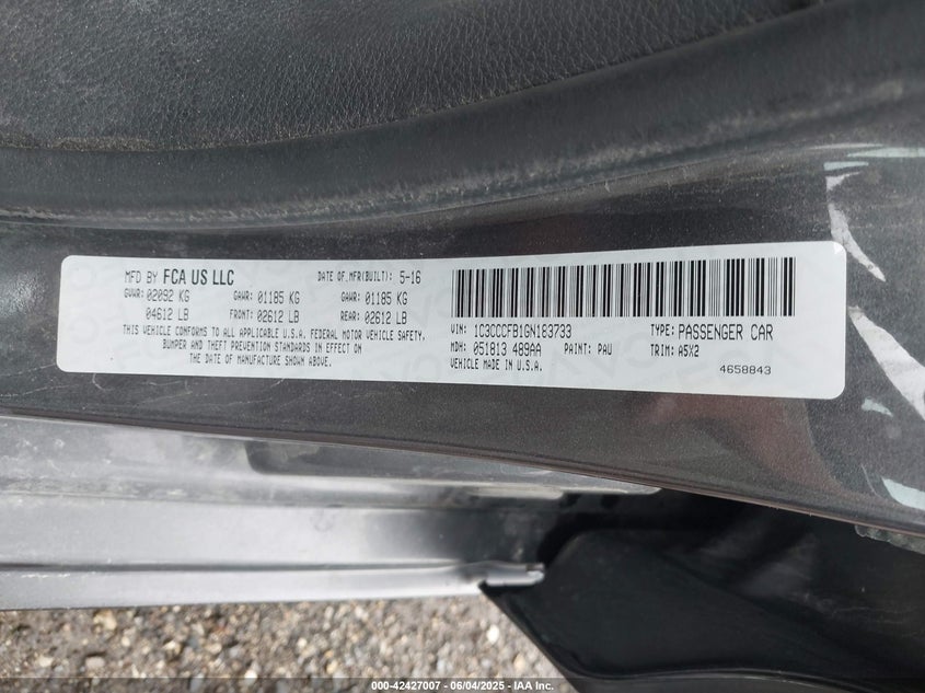 2016 CHRYSLER 200 VIN: 1C3CCCFB1GN183733