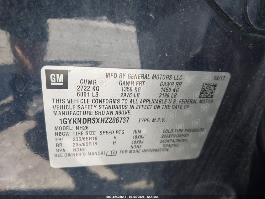 2017 CADILLAC XT5 LUXURY - 1GYKNDRSXHZ286737