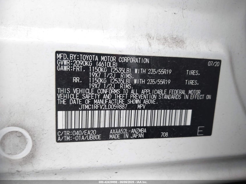 2020 TOYOTA RAV4 XLE PREMIUM - JTMC1RFV2LD059887