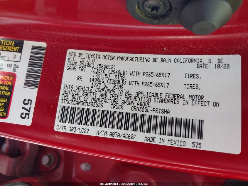 2021 TOYOTA TACOMA TRD SPORT - 3TMCZ5AN3MM383526