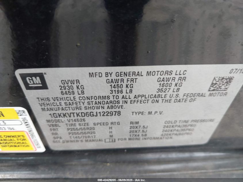 2016 GMC Acadia Denali VIN: 1GKKVTKD6GJ12298 Lot: 42429205