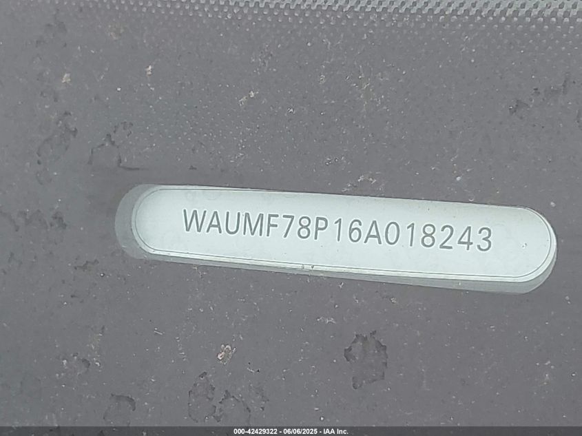 2006 Audi A3 2.0T VIN: WAUMF78P16A018243 Lot: 42429322