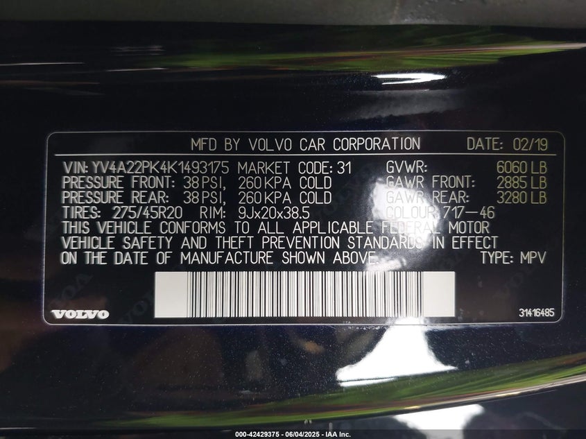 2019 VOLVO XC90 T6 MOMENTUM - YV4A22PK4K1493175