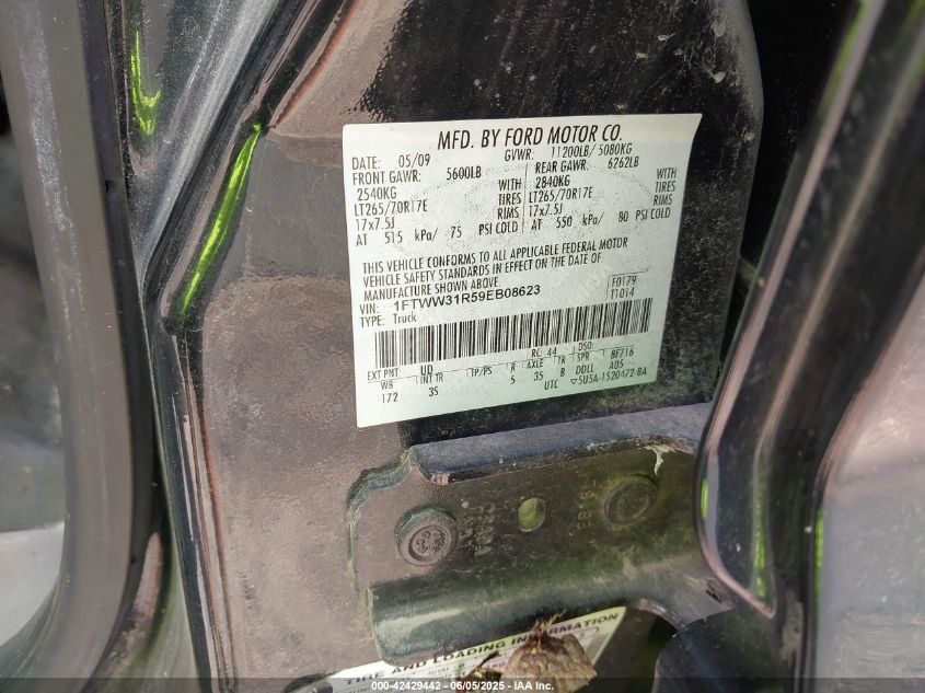 2009 Ford F-350 Fx4/Harley-Davidson/King Ranch/Lariat/Xl/Xlt VIN: 1FTWW31R59EB08623 Lot: 42429442