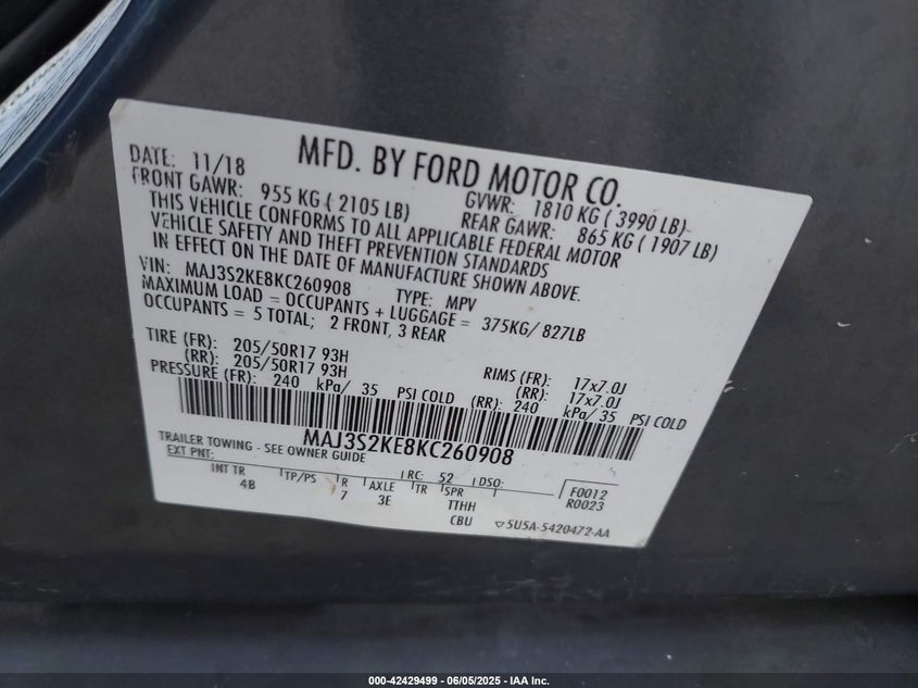 2019 FORD ECOSPORT TITANIUM - MAJ3S2KE8KC260908