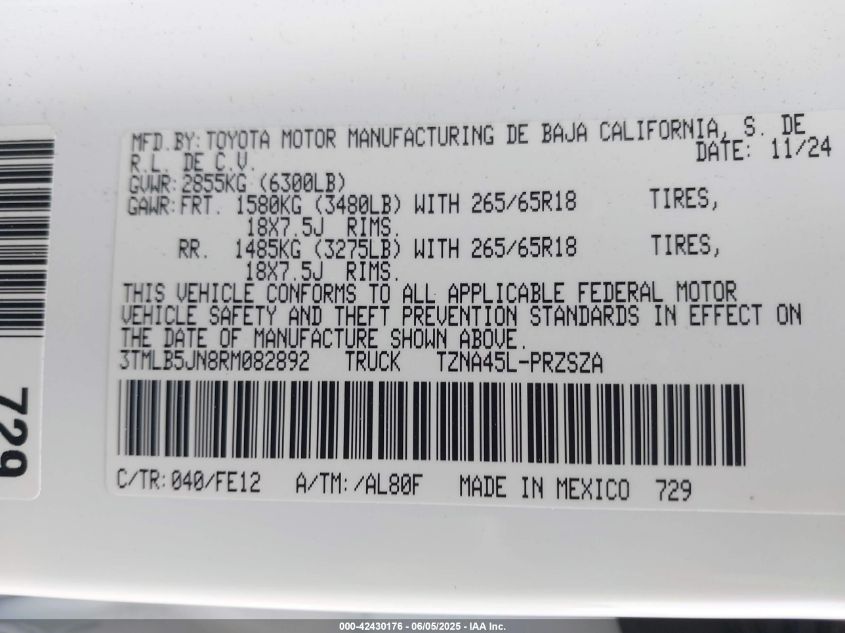 2024 Toyota Tacoma - 3TMLB5JN8RM082892