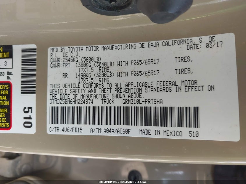 2017 TOYOTA TACOMA TRD SPORT - 3TMDZ5BN6HM024874