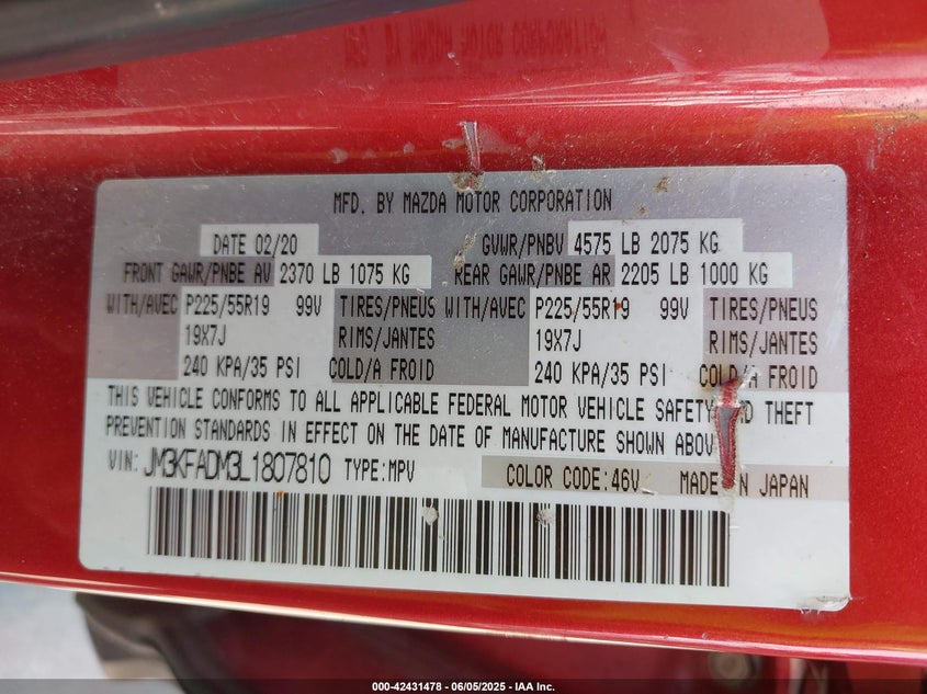 2020 MAZDA CX-5 GRAND TOURING - JM3KFADM3L1807810