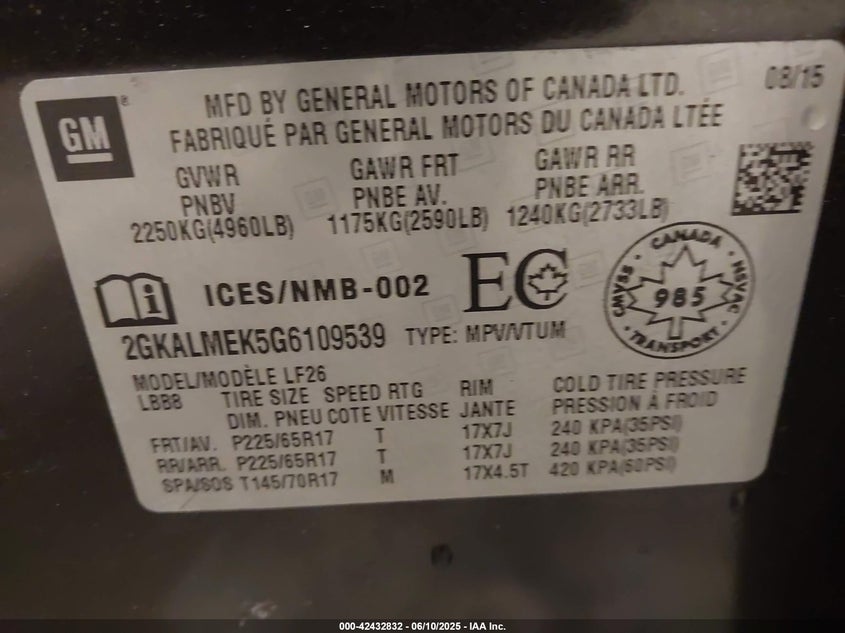 2016 GMC TERRAIN SLE-1 - 2GKALMEK5G6109539