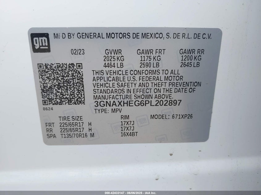 VIN 3GNAXHEG6PL202897 2023 CHEVROLET EQUINOX FWD LS