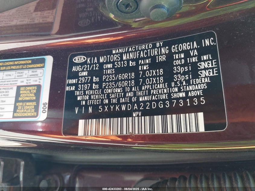 2013 KIA SORENTO SX V6 - 5XYKWDA22DG373135