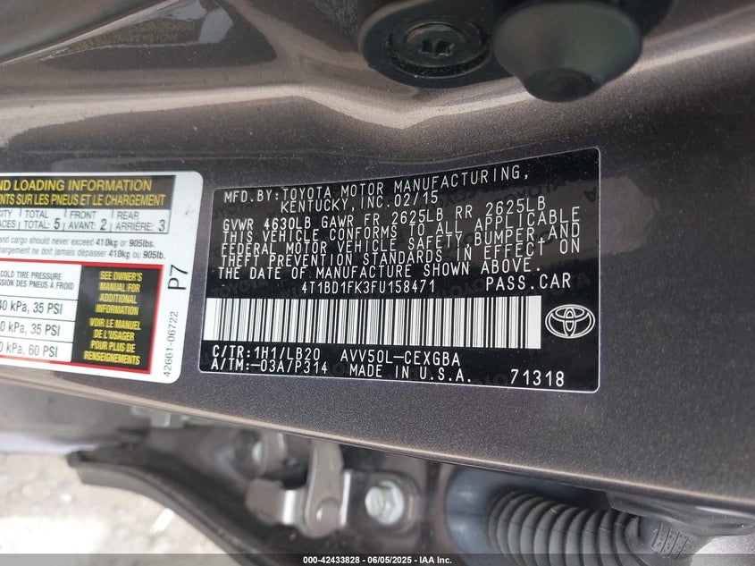 2015 TOYOTA CAMRY HYBRID XLE - 4T1BD1FK3FU158471