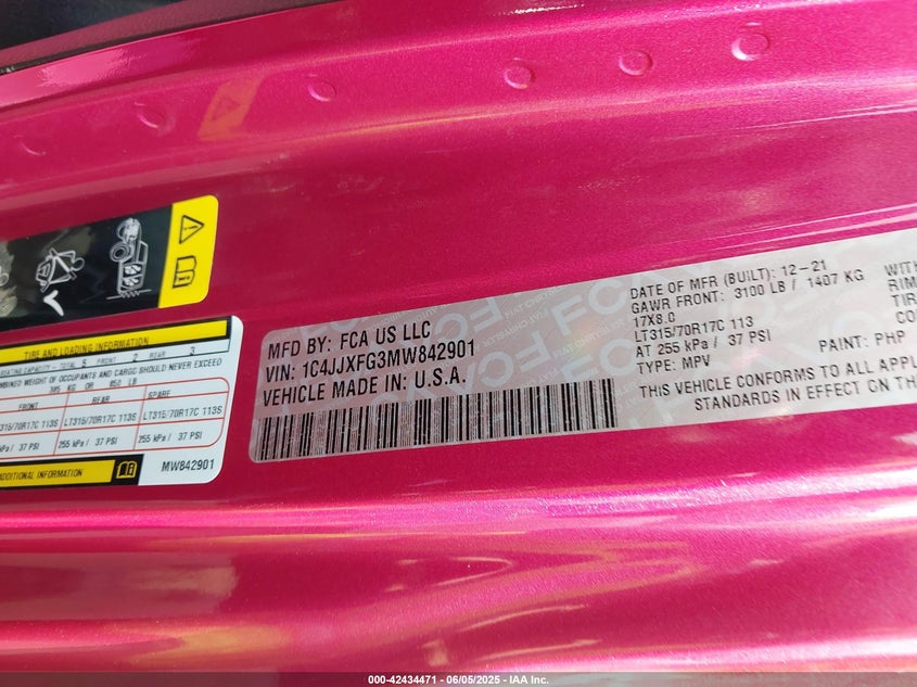 2021 JEEP WRANGLER UNLIMITED RUBICON 4X4 - 1C4JJXFG3MW842901