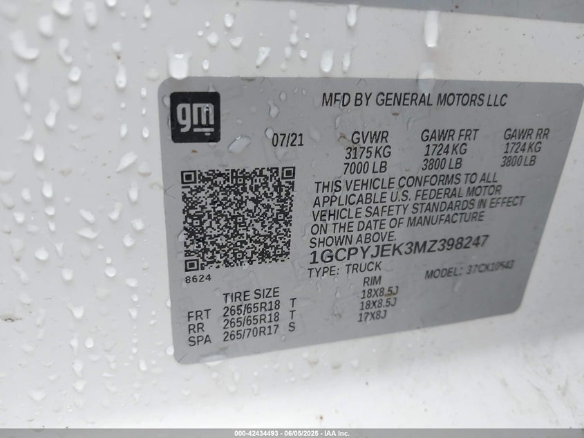 2021 CHEVROLET SILVERADO 1500 4WD  SHORT BED LT WITH 2FL - 1GCPYJEK3MZ398247