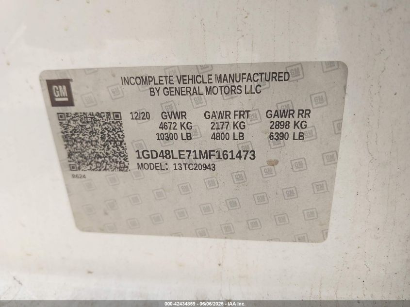 2021 GMC Sierra 2500Hd 2Wd Long Bed VIN: 1GD48LE71MF161473 Lot: 42434859