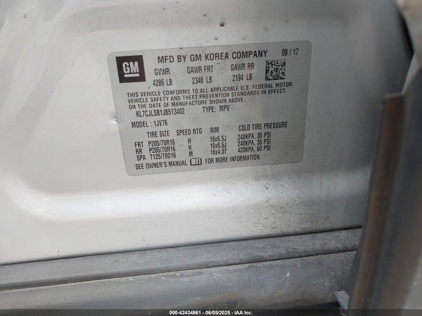 2018 CHEVROLET TRAX LT - KL7CJLSB1JB513402