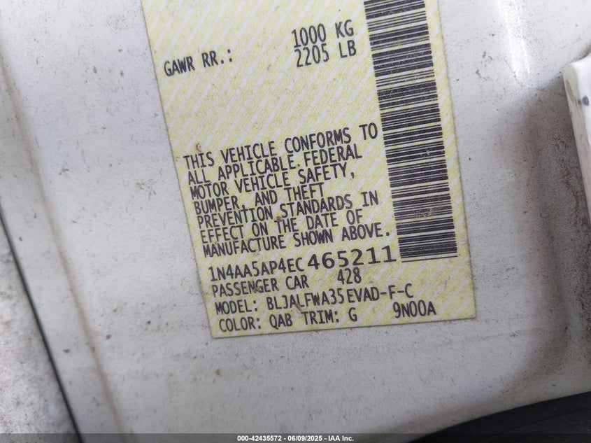 2014 NISSAN MAXIMA 3.5 SV - 1N4AA5AP4EC465211