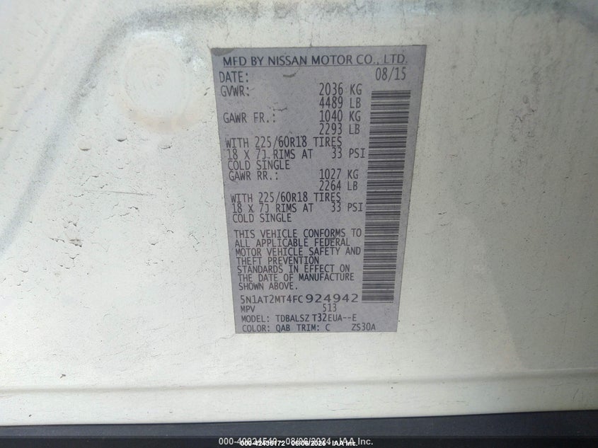 2015 NISSAN ROGUE SL - 5N1AT2MT4FC924942