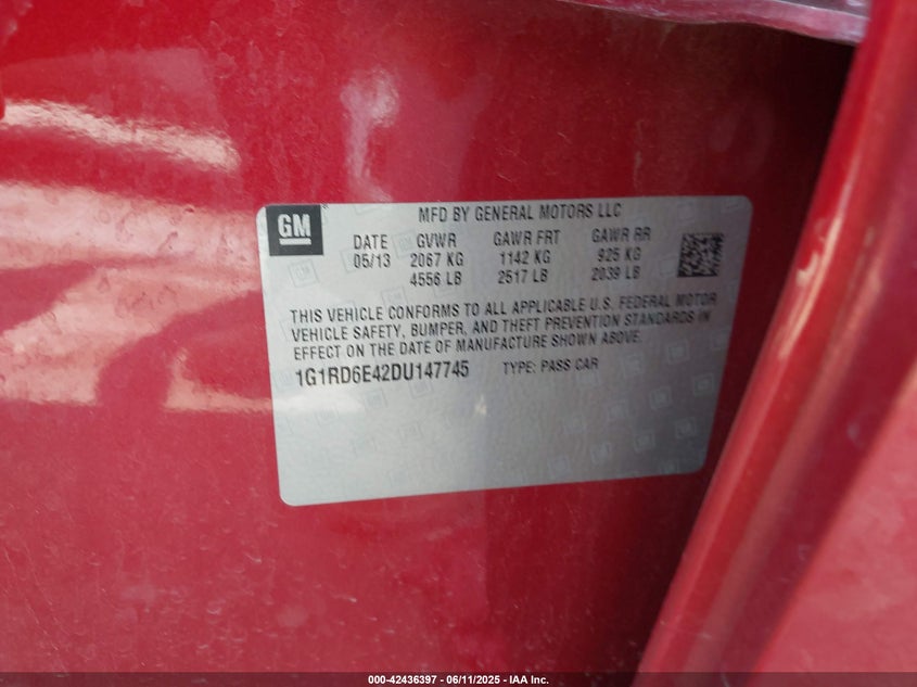 2013 CHEVROLET VOLT - 1G1RD6E42DU147745