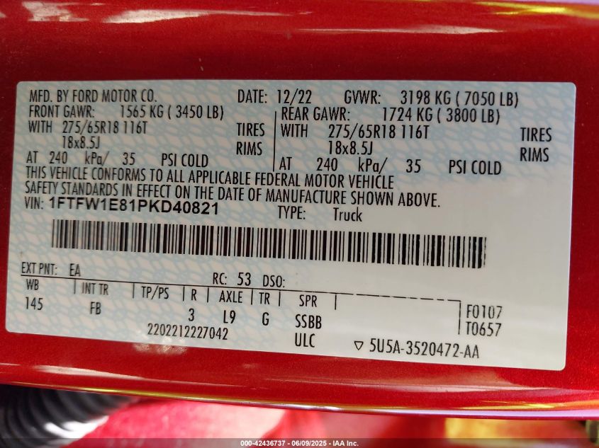 2023 Ford F-150 - 1FTFW1E81PKD40821