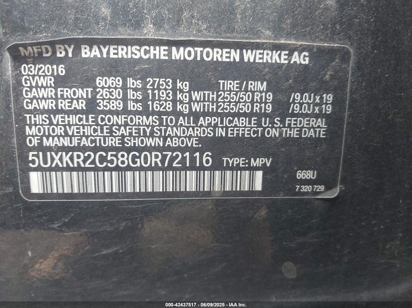 2016 BMW X5 SDRIVE35I - 5UXKR2C58G0R72116