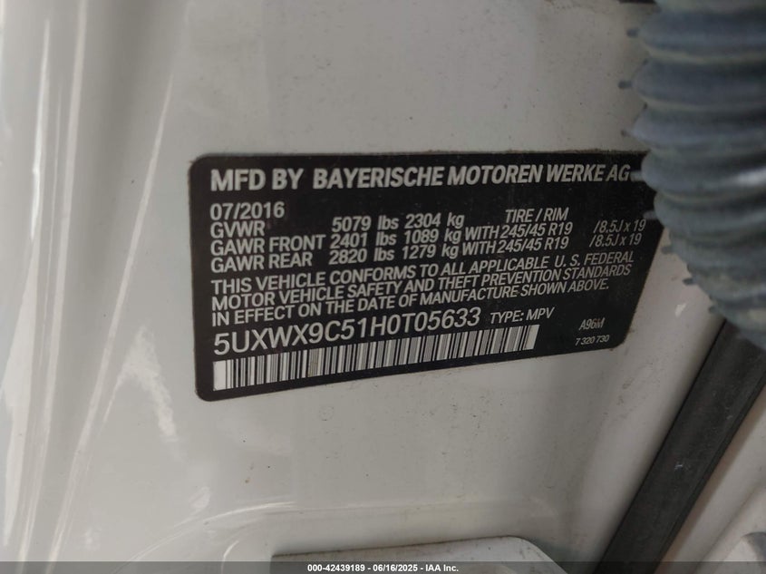 2017 BMW X3 XDRIVE28I - 5UXWX9C51H0T05633