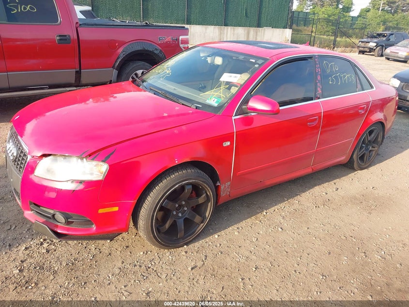 2008 Audi A4 2.0T red sedan gasoline WAUDF78E98A068955 photo #3
