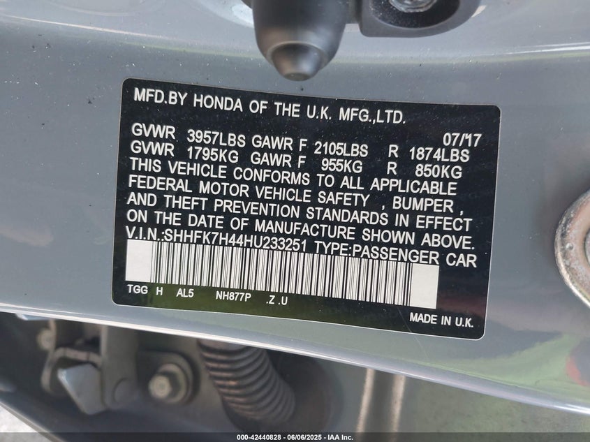 2017 HONDA CIVIC SPORT - SHHFK7H44HU233251