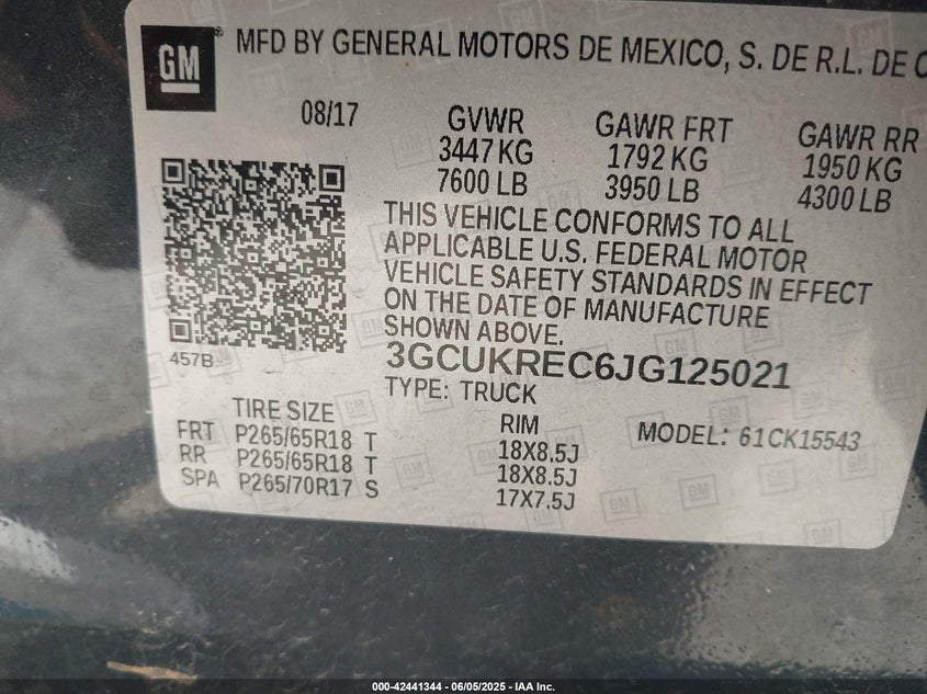 2018 CHEVROLET SILVERADO 1500 1LT - 3GCUKREC6JG125021