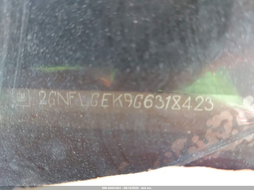 2016 Chevrolet Equinox Ltz VIN: 2GNFLGEK9G6318423 Lot: 42441541