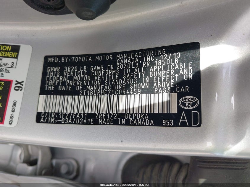 2014 TOYOTA COROLLA L - 2T1BURHE7EC084459