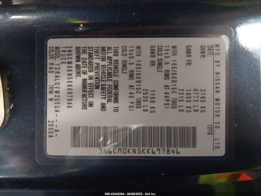 2019 NISSAN NV200 SV - 3N6CM0KN5KK697846