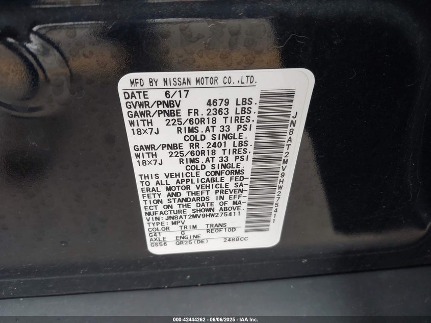 2017 NISSAN ROGUE SL - JN8AT2MV9HW275411