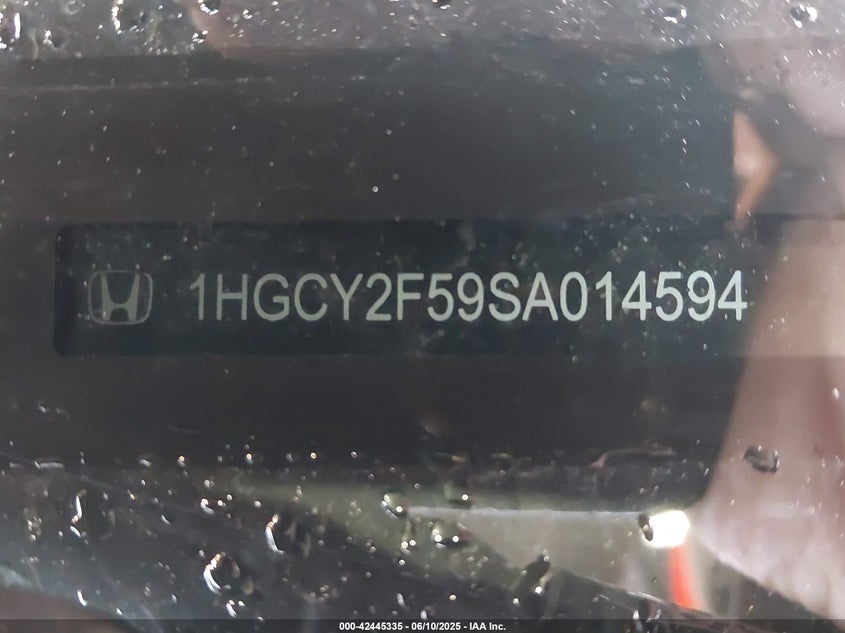 2025 HONDA ACCORD(VIN: 1HGCY2F59SA014594