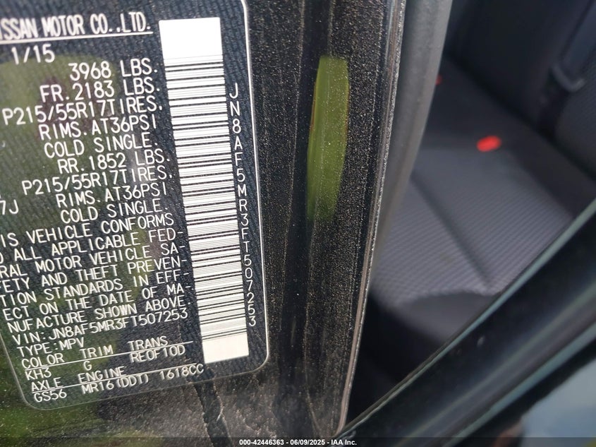 2015 NISSAN JUKE S JN8AF5MR3FT507253