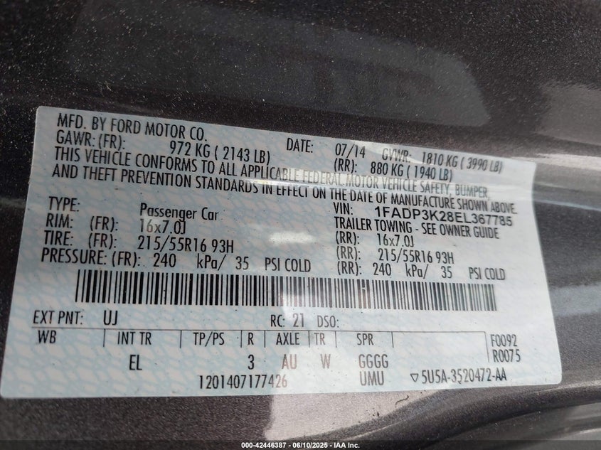 2014 FORD FOCUS SE - 1FADP3K28EL367785