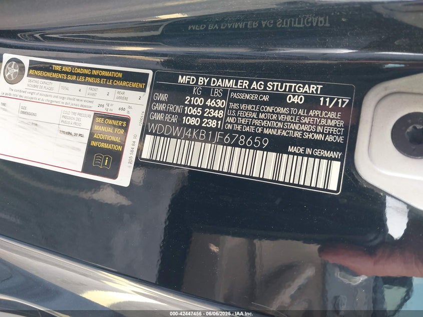 2018 MERCEDES-BENZ C VIN: WDDWJ4KB1JF678659