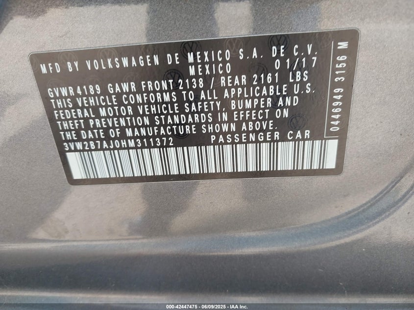 2017 VOLKSWAGEN JETTA 1.4T S - 3VW2B7AJ0HM311372