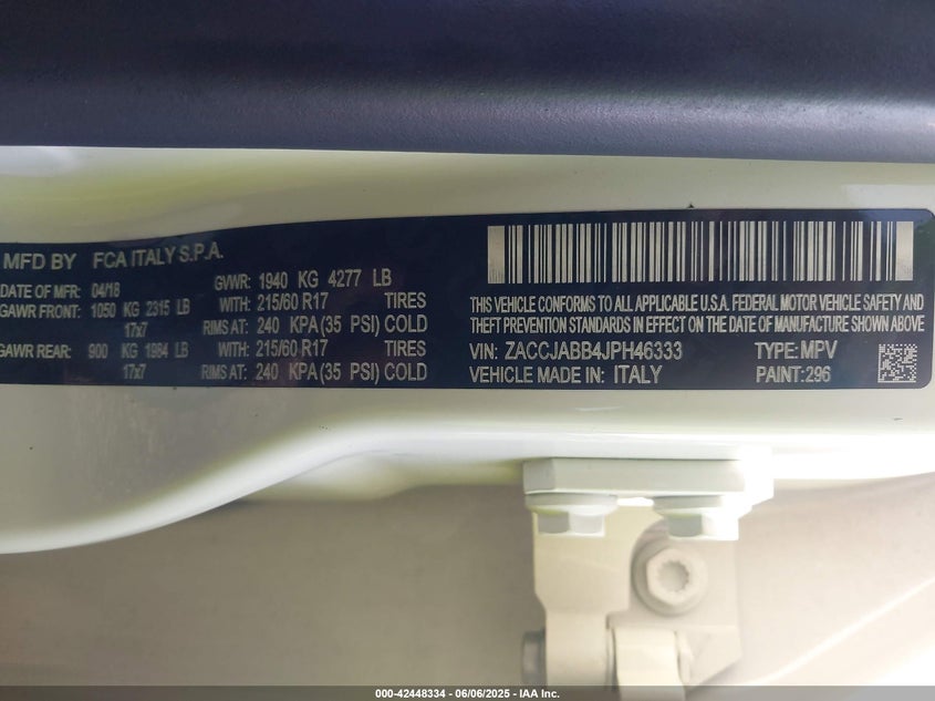 2018 JEEP RENEGADE LATITUDE FWD - ZACCJABB4JPH46333