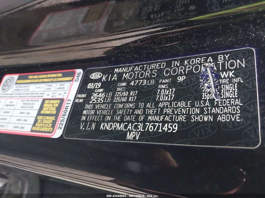 VIN KNDPMCAC3L7671459 2020 KIA SPORTAGE LX
