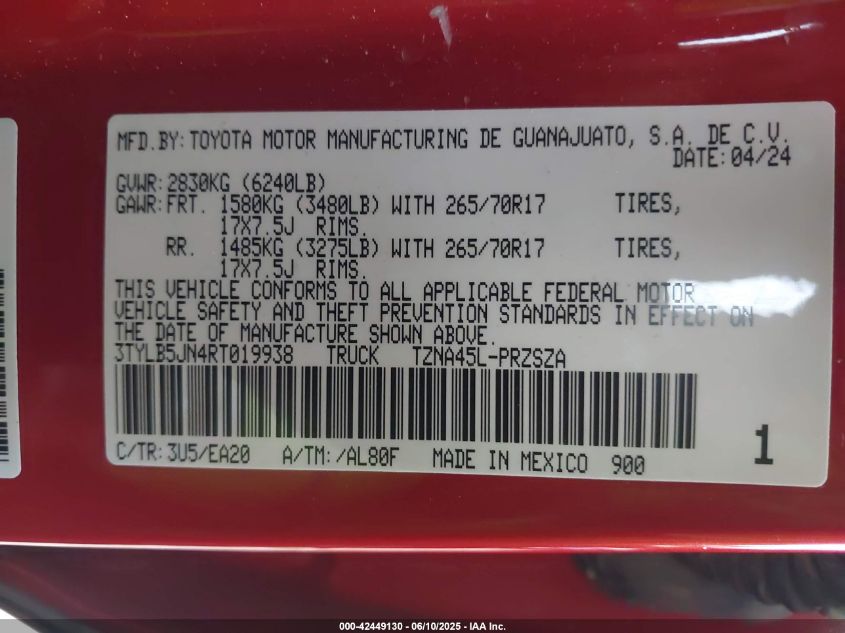 2024 Toyota Tacoma - 3TYLB5JN4RT019938