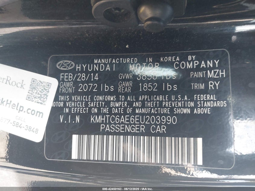 2014 HYUNDAI VELOSTER TURBO W/BLACK - KMHTC6AE6EU203990